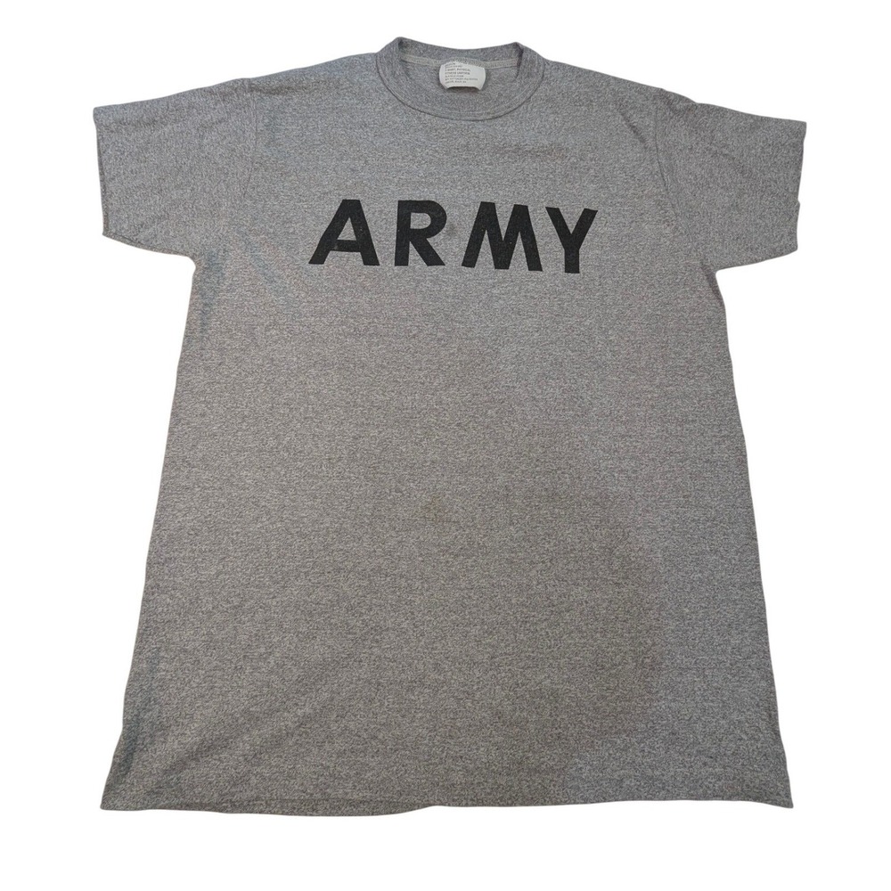ARMY T Shirt Physical Fitness Uniform Mens Medium Gray Cotton Polyester‎